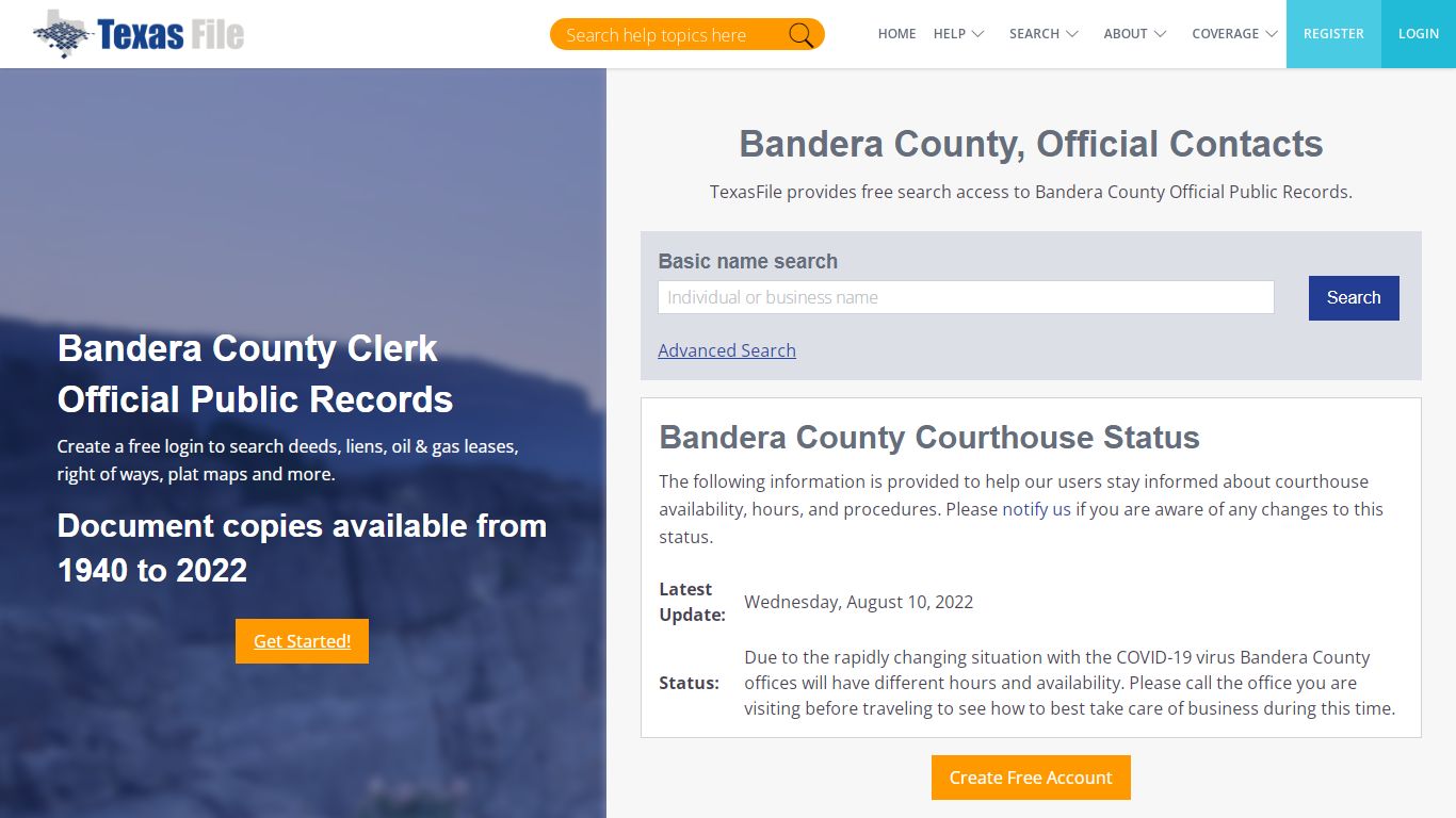 Bandera County Clerk Official Public Records | TexasFile